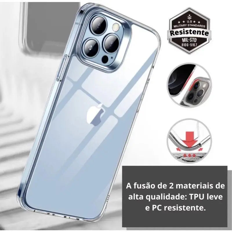 Capa Transparente Acrílica Anti Impacto para iPhone