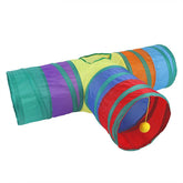 Túnel Colorido para Gatos Brinquedo Interativo com Bolinha Pompom Playtime