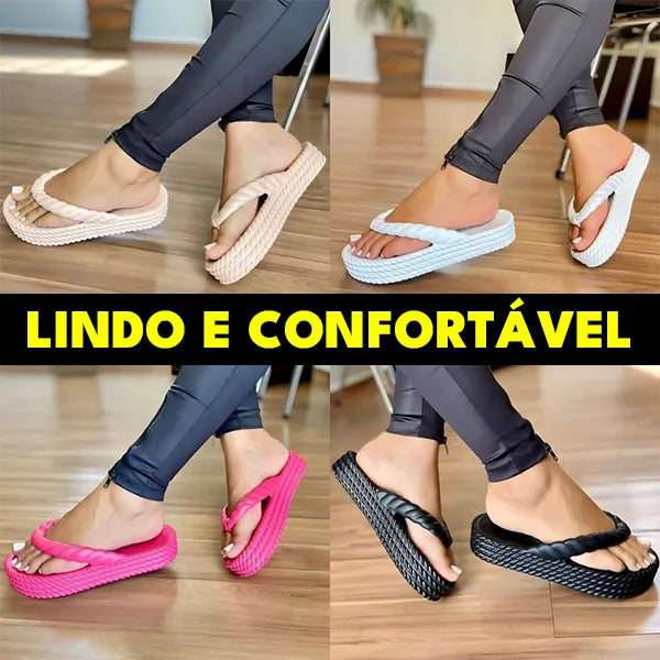 Chinelo Feminino Trançado Confortável Jasmine Branco Bege